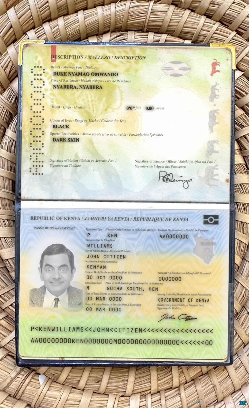 Download Kenya passport (2017 present) photo look Photoshop template